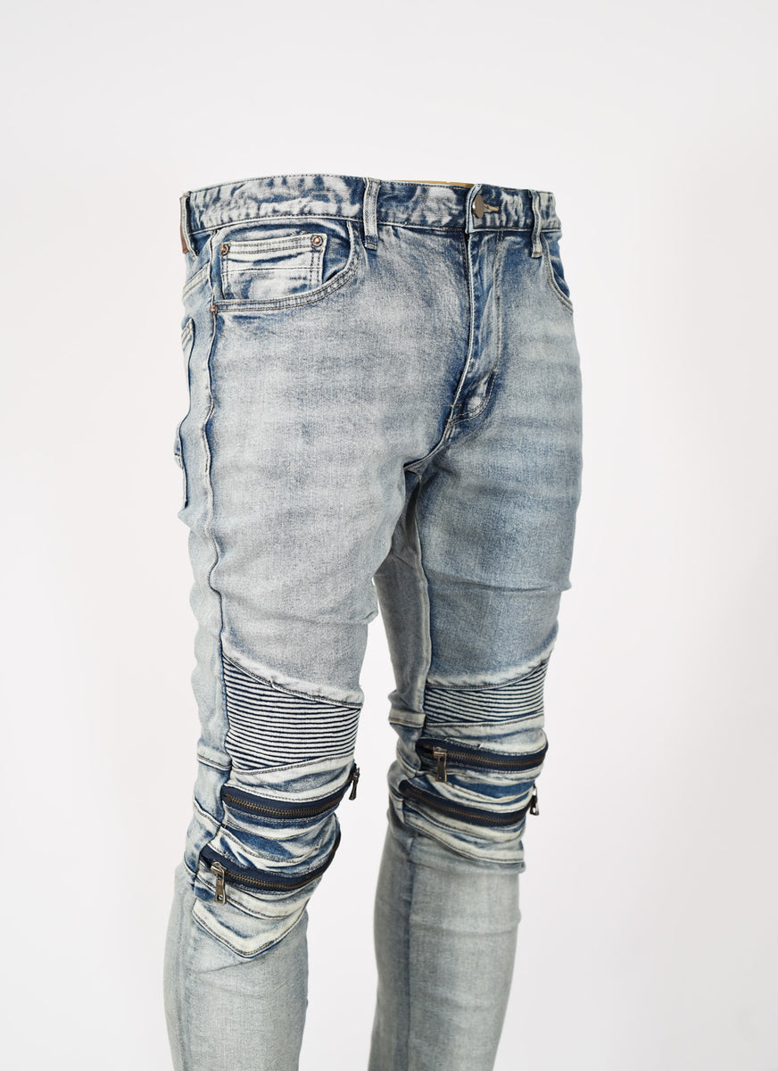 Men Bikers Full Length Denim Dirty Wash Jeans – LOWKAL SA