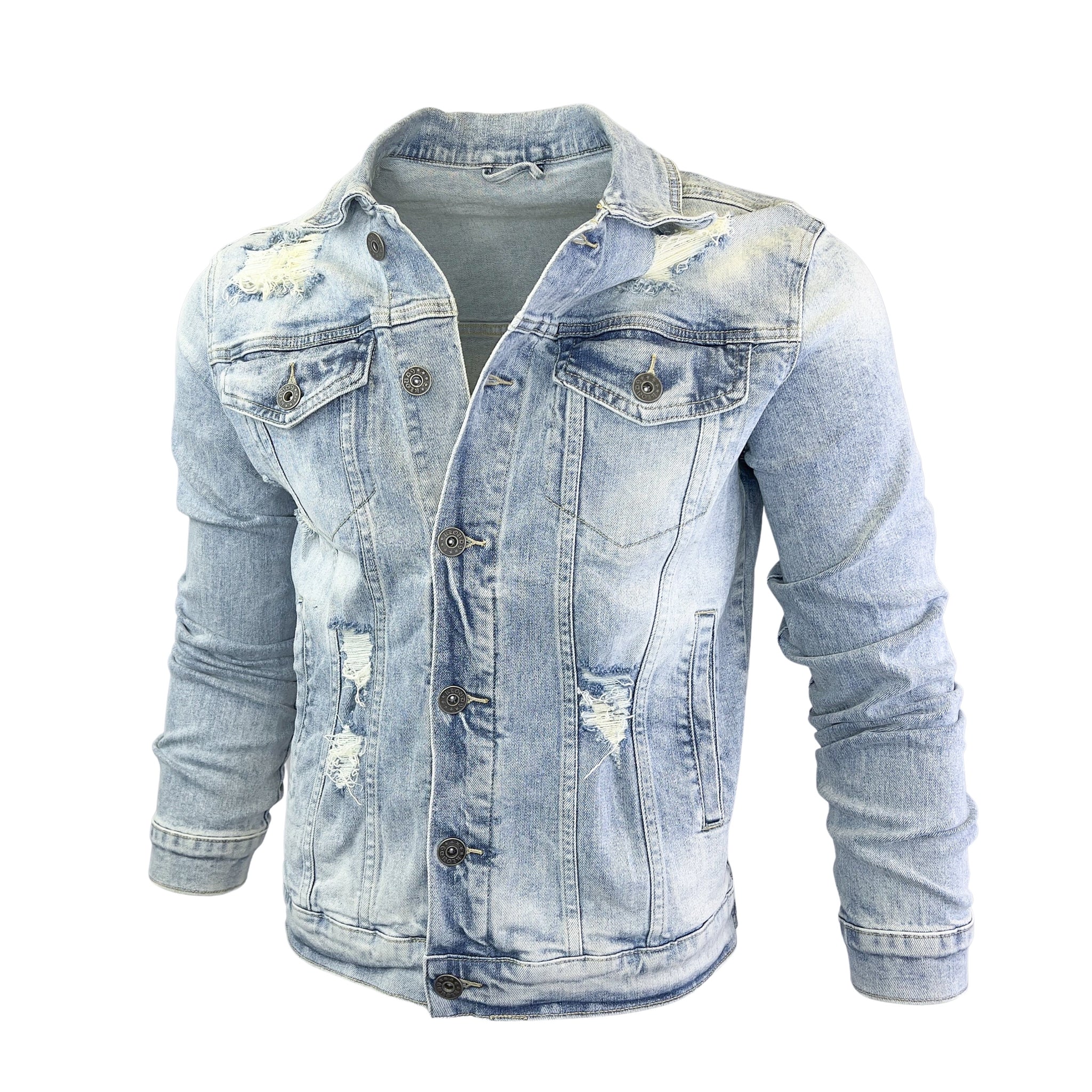 Light blue ripped jean on sale jacket