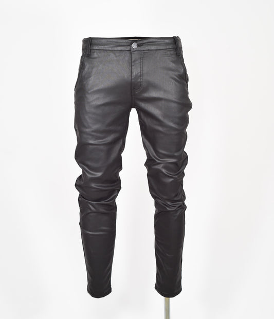 Black Wax Straight Slim Denim Jeans