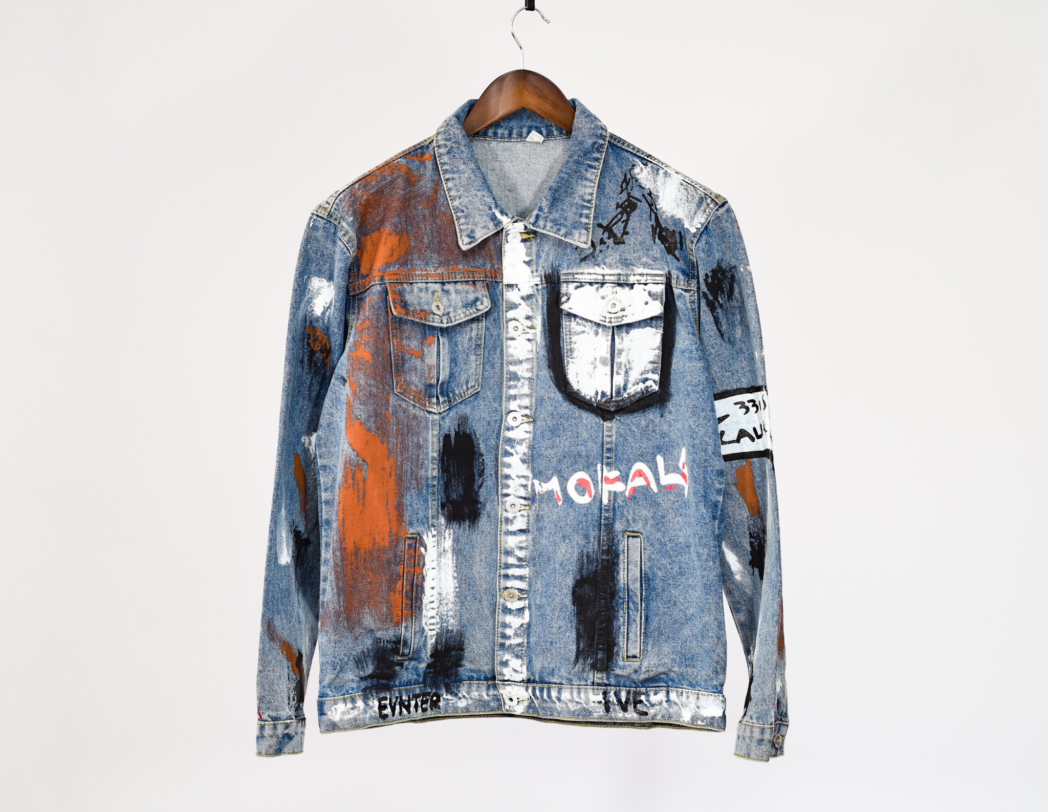 Moral Graphic Design Denim Jacket – LOWKAL SA